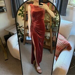 Azazie - Terracotta - Blair Velvet Dress - A8